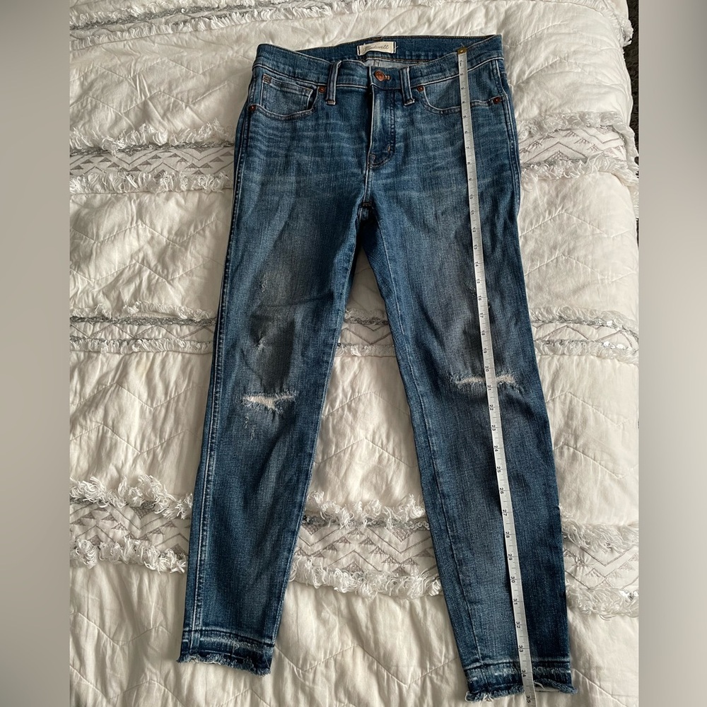 Madewell Jeans Womens 29P Blue 9" High Rise Skinny Denim Jeans Distressed